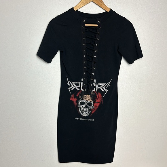 Metal Chicks Do It Better Black Body Con Rocker Dress Small - Picture 3 of 7